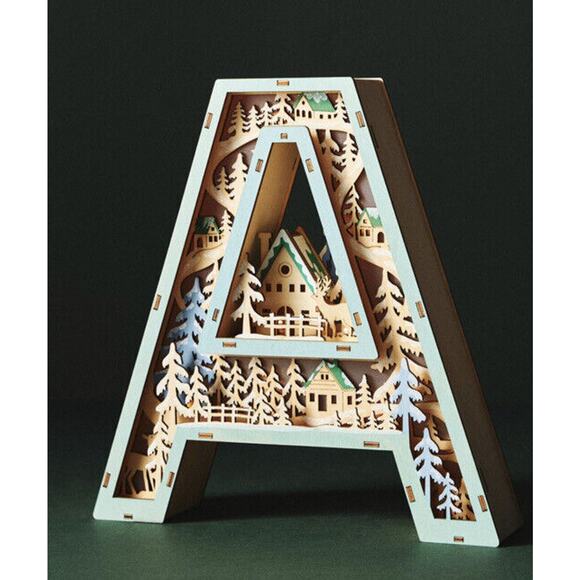 Anthropologie Monogram Wonderland Light-Up Scene Letter “ A” Holiday Christmas - Picture 1 of 4
